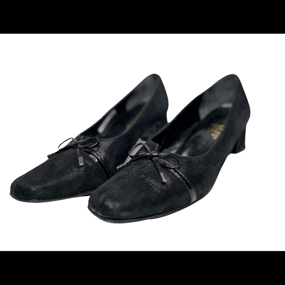 Amalfi by Rangoni Women Black Microfiber Pumps Patent Leather Now 9B Shoes Italy